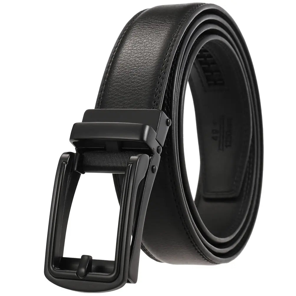 HKM-970195 Men and Women Two-Layer Cowhide Leather Automatic Buckle Belt, Model Ly33-00002-2