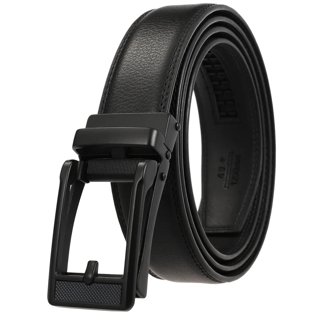 HKM-970195 Men and Women Two-Layer Cowhide Leather Automatic Buckle Belt, Model Ly33-00002-2