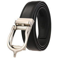 HKM-970195 Men and Women Two-Layer Cowhide Leather Automatic Buckle Belt, Model Ly33-00002-2
