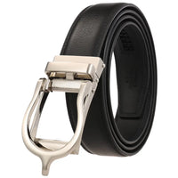 HKM-970195 Men and Women Two-Layer Cowhide Leather Automatic Buckle Belt, Model Ly33-00002-2