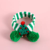 HKM-706579 Pet Knitted Woolen Striped Scarf for Holiday Celebrations - Red and Green Design, Available in S and M Sizes