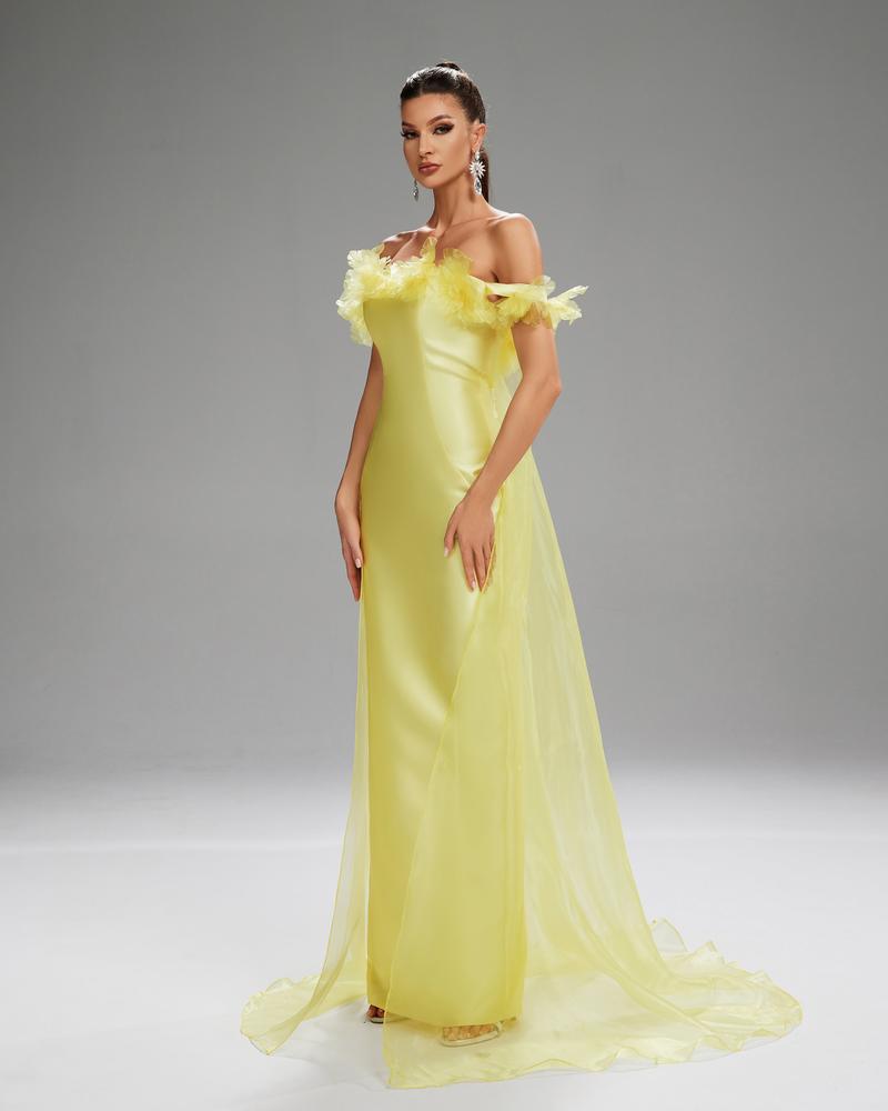 HKM-333779 Elegant Yellow Dress for Sophisticated Occasions - Style EZ25099