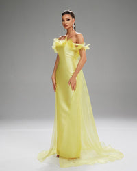 HKM-333779 Elegant Yellow Dress for Sophisticated Occasions - Style EZ25099
