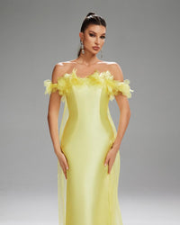 HKM-333779 Elegant Yellow Dress for Sophisticated Occasions - Style EZ25099