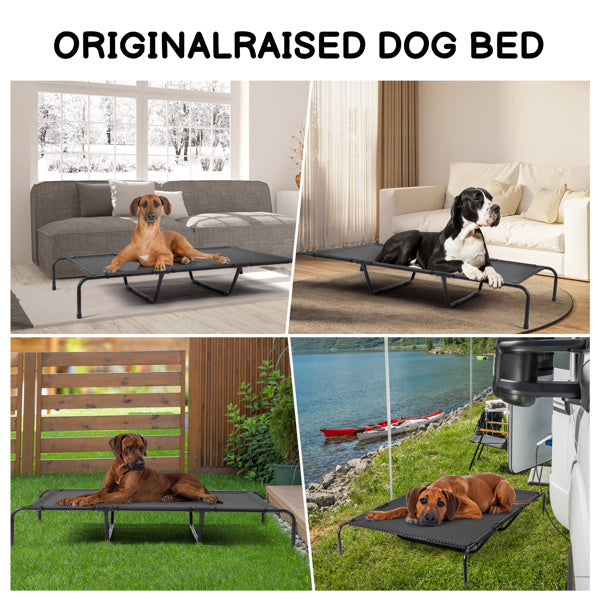 HKM-695827 Elevated Dog Bed for Large Breeds - Durable Textilene Mesh & Powder-Coated Steel Frame - Indoor/Outdoor Use - Easy to Clean, Supports Up to 175 lbs