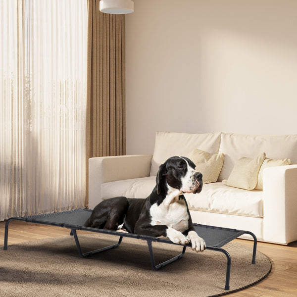 HKM-695827 Elevated Dog Bed for Large Breeds - Durable Textilene Mesh & Powder-Coated Steel Frame - Indoor/Outdoor Use - Easy to Clean, Supports Up to 175 lbs