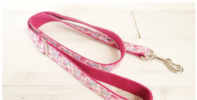 HKM-362259 Classic Pink Flower Fairy Leash Set - Durable Polyester with Multiple Size Options (XS to XL)