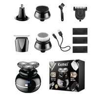 HKM-807699 Five-In-One Electric Shaver for Men with Detachable Rotary Heads and USB Charging
