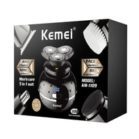 HKM-807699 Five-In-One Electric Shaver for Men with Detachable Rotary Heads and USB Charging