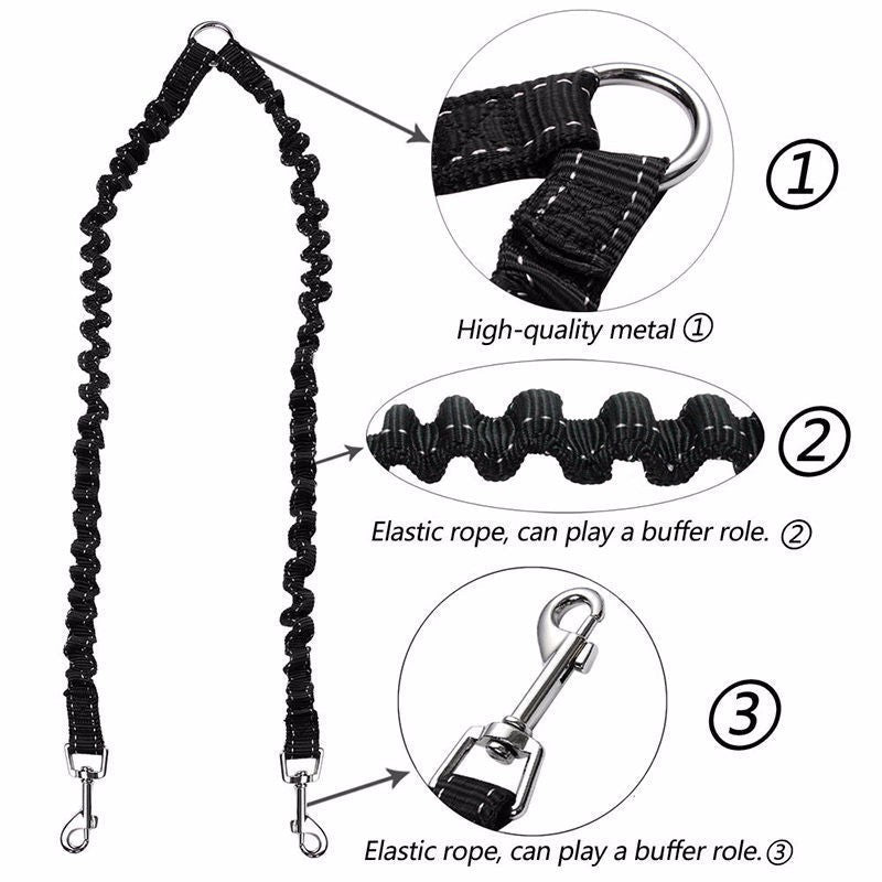 HKM-328339 Double-Ended Nylon Dog Leash with Collar ¨C 100cm Length, 2.5cm Width, Black