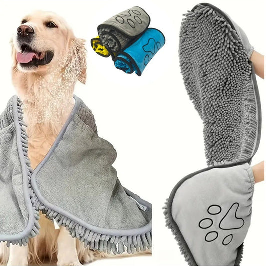 HKM-530579 Absorbent Chenilla Pet Bath Towel for Dogs and Cats, Soft & Quick-Drying, 53x22cm