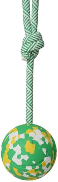 HKM-800083 Interactive Dog Ball with Rope - Natural Rubber Fetch and Tug Toy for Small and Medium Dogs