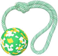 HKM-800083 Interactive Dog Ball with Rope - Natural Rubber Fetch and Tug Toy for Small and Medium Dogs