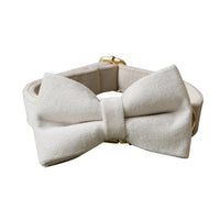 HKM-556883 Milky White Velvet Dog Collar with Alloy Buckle - Adjustable Sizes S, M, L, XL, Comfortable for All Seasons