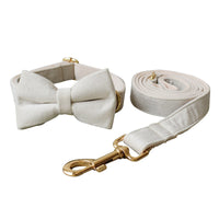 HKM-556883 Milky White Velvet Dog Collar with Alloy Buckle - Adjustable Sizes S, M, L, XL, Comfortable for All Seasons