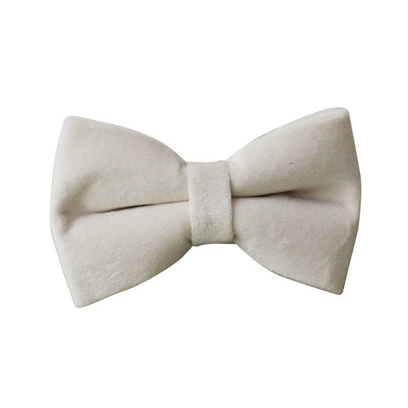 HKM-556883 Milky White Velvet Dog Collar with Alloy Buckle - Adjustable Sizes S, M, L, XL, Comfortable for All Seasons