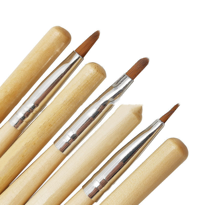 HKM-052307 7-Piece Wooden Light Therapy Pen Set for Nail Treatment