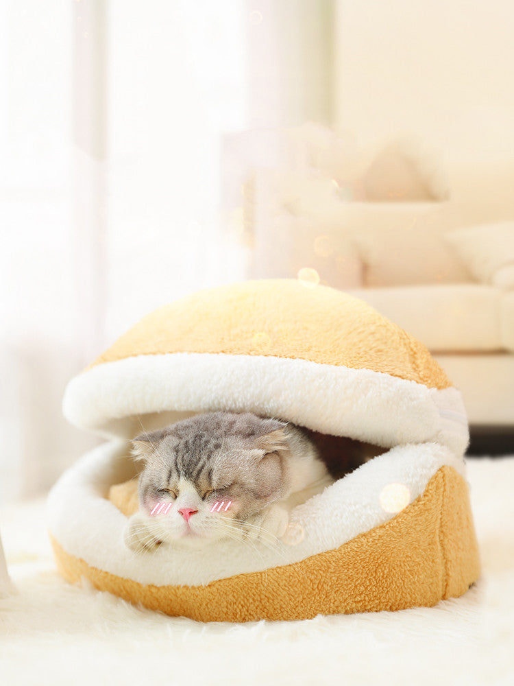 HKM-316115 Cozy Closed Cat Litter Mat with Removable Cushion for Deep Sleep and Warmth