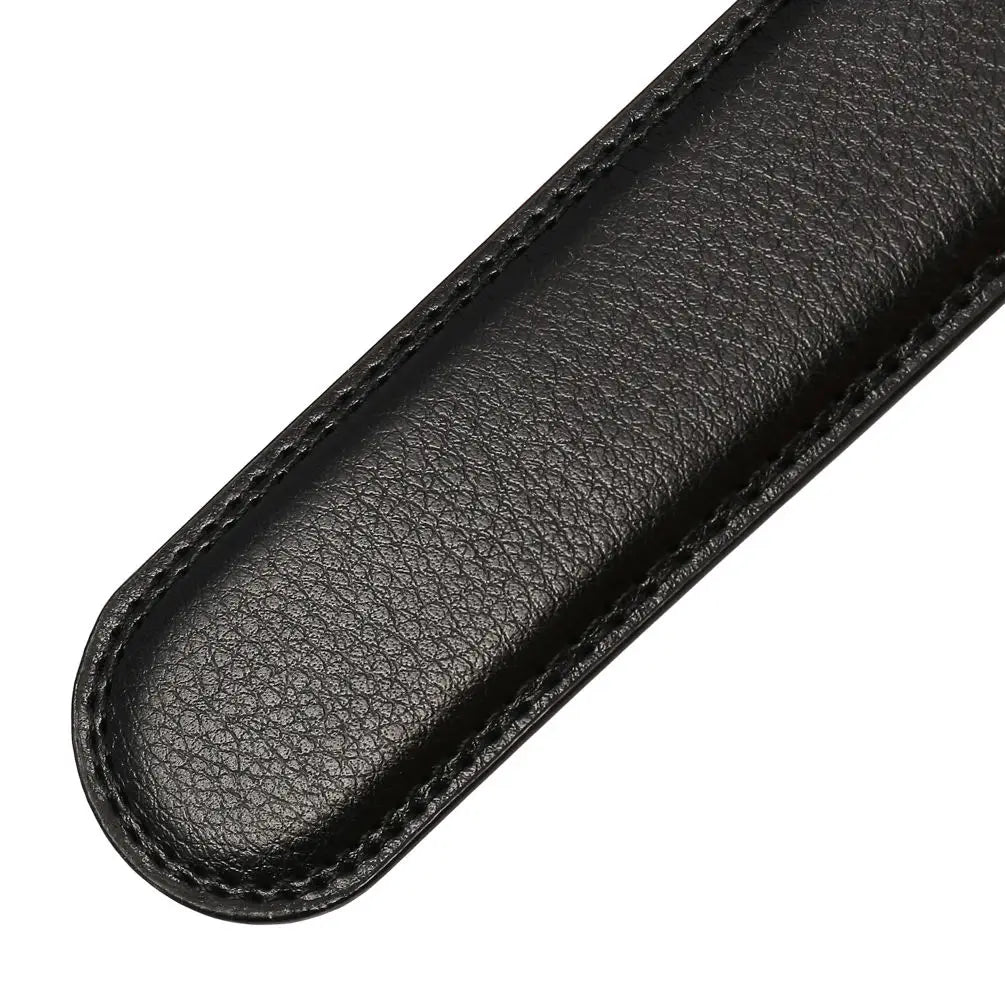 HKM-295571 Genuine Cowhide Leather Men's Automatic Buckle Ratchet Belt Strap 3.5cm