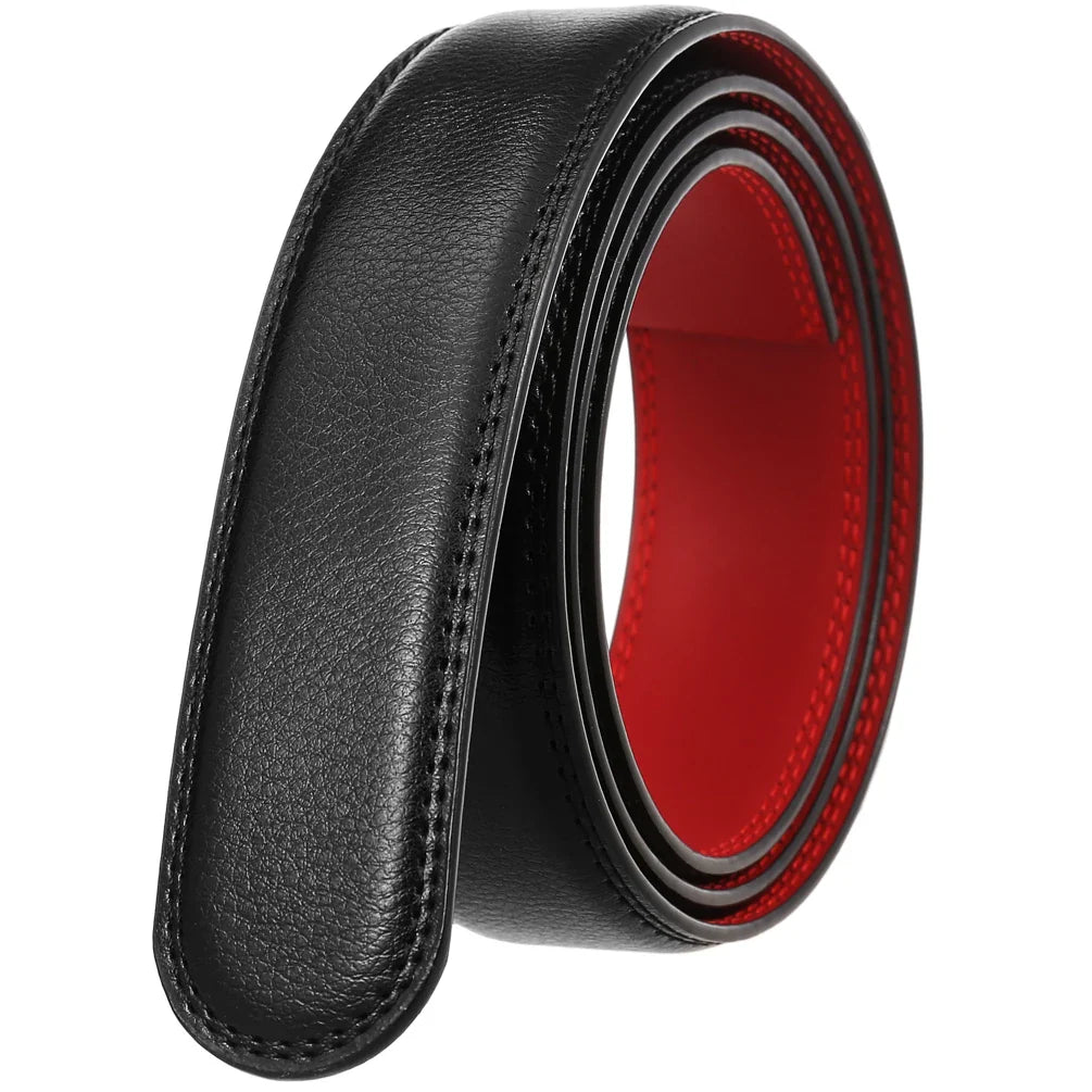 HKM-295571 Genuine Cowhide Leather Men's Automatic Buckle Ratchet Belt Strap 3.5cm