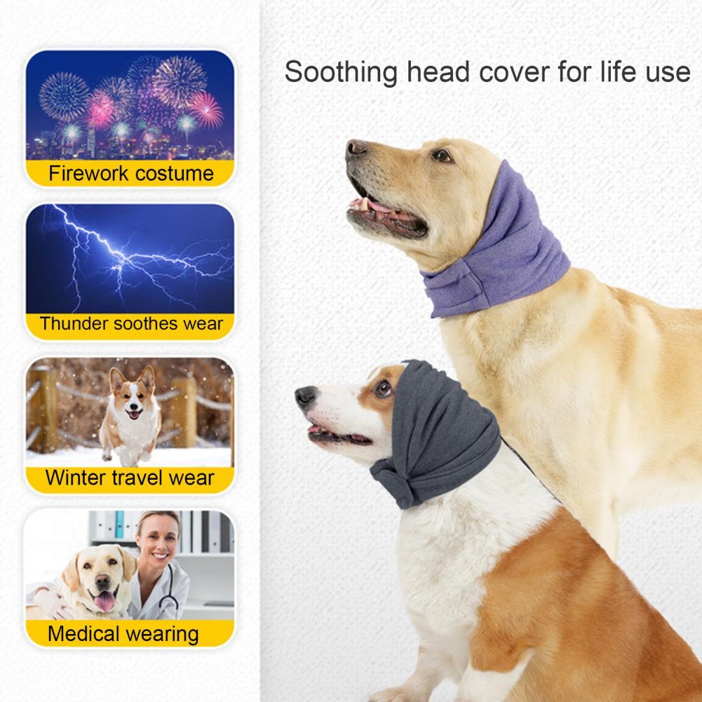 HKM-291795 Calming Dog Hoodie with Ear Covers for Noise Reduction and Warmth - Multi-Purpose Head Wrap and Scarf