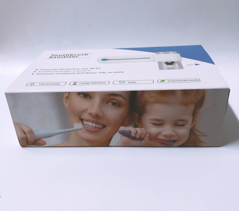 HKM-527955 Ultraviolet Toothbrush Sterilizer and Automatic Toothpaste Squeezer in White