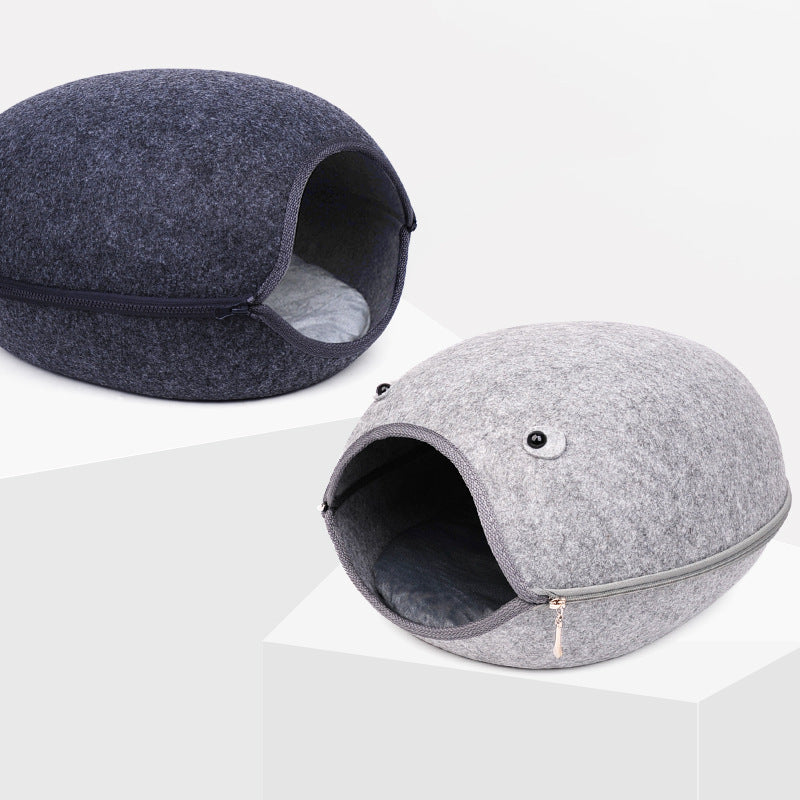 HKM-413267 Light Grey Breathable Felt Pet Nest - 47x38x25cm for Cozy Comfort