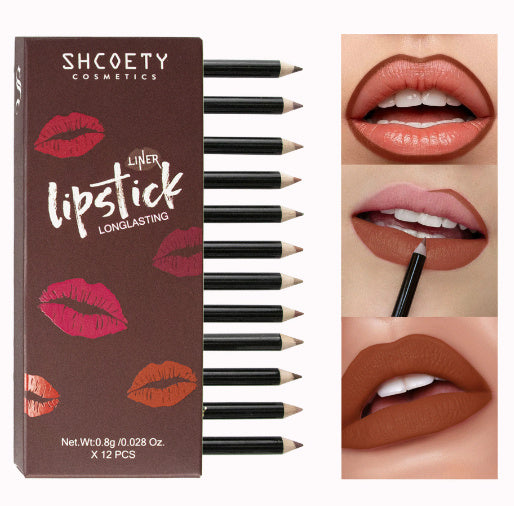 HKM-909779 12-Piece Matte Lipstick and Lip Liner Set for Versatile Color Application