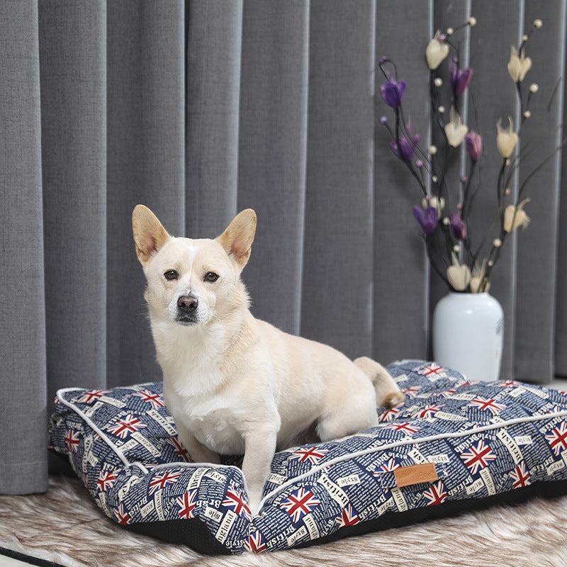 HKM-739795 Plush Four Seasons Pet Pad for Cats and Dogs - Cozy Blue Sleeping Nest