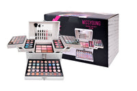 HKM-715155 Silver Eye Shadow and Blush Makeup Set with Lip Gloss and Brush