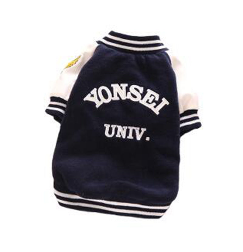 HKM-680083 Pet Cotton Casual Baseball Uniform - Navy Blue & Dark Red - Sizes S to XXXL
