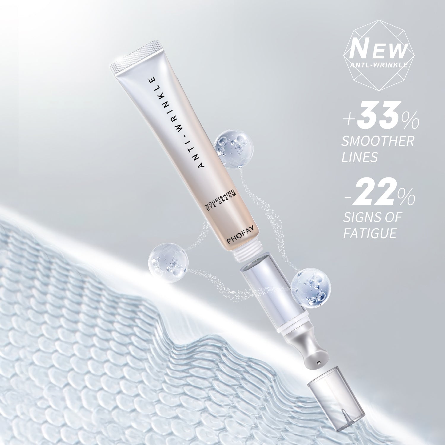 HKM-008915 Moisturizing Anti-Wrinkle Eye Cream with Massage Applicator - 14ML