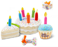 HKM-549459 Plush Birthday Cake and Gift Box Dog Toy Set for Playtime Fun