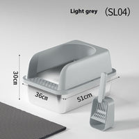 HKM-349203 Stainless Steel Cat Litter Box with Double Layer Insulation Pad and Multifunctional Scoop - Various Colors Available