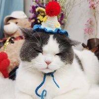 HKM-318483 Cute Ice Cream Knitted Wool Hat for Pets - Available in Green, Blue, and Pink