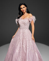 HKM-905491 Elegant Pink Evening Gown for Women - Style EZ25023