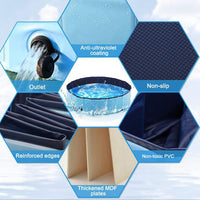 HKM-120723 Portable PVC Pet Folding Bathtub - Multi-functional Swimming Pool for Pets, Blue, 80cm Diameter