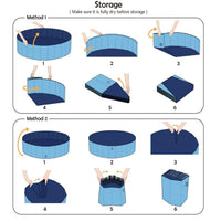 HKM-120723 Portable PVC Pet Folding Bathtub - Multi-functional Swimming Pool for Pets, Blue, 80cm Diameter