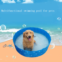 HKM-120723 Portable PVC Pet Folding Bathtub - Multi-functional Swimming Pool for Pets, Blue, 80cm Diameter