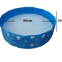 HKM-120723 Portable PVC Pet Folding Bathtub - Multi-functional Swimming Pool for Pets, Blue, 80cm Diameter