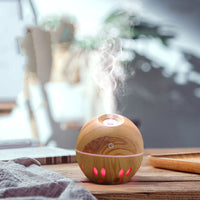 HKM-095891 Colorful LED Night Light Humidifier with Dark and Light Wood Grain Finishes