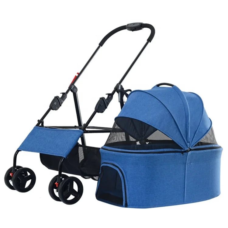 JMT-632842 Luxury Folding Pet Stroller for Dogs and Cats with Large Wheels and One-Click Folding Mechanism