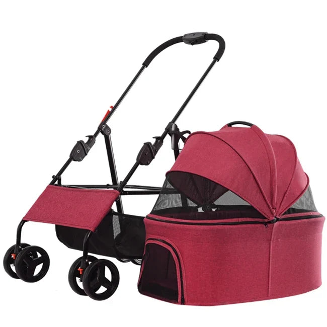 JMT-632842 Luxury Folding Pet Stroller for Dogs and Cats with Large Wheels and One-Click Folding Mechanism