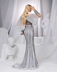 HKM-140627 Elegant Silver Evening Dress for Women - Style EZ25181