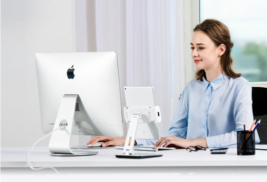 KTX-237459 Folding Mobile Phone and Tablet Stand with 360° Rotation and Anti-Slip Silicone Protection