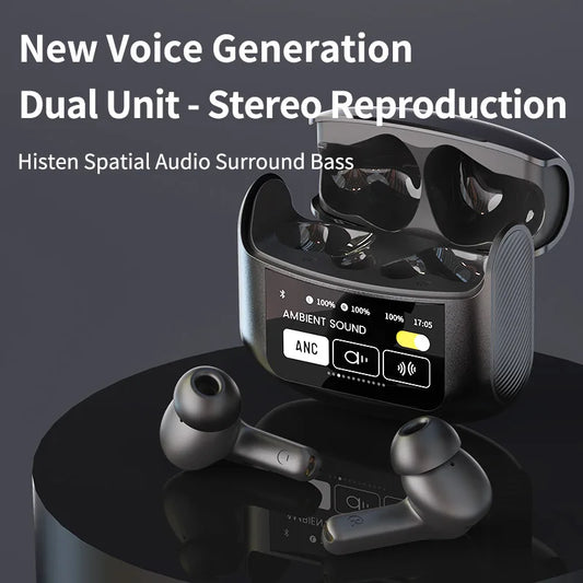 KTX-011155 Transparent ANC Wireless Earbuds with Microphone and LED Battery Indicator for Mobile Gaming