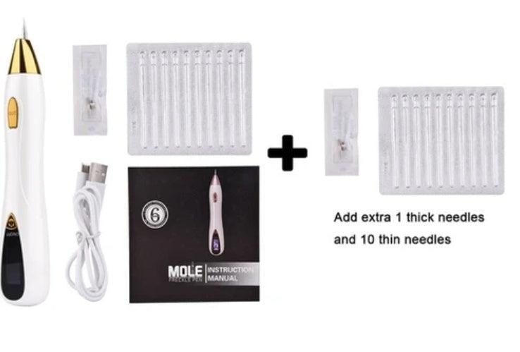 HKM-340883 Mini Mole Spot Remover Pen - Portable Skin Treatment Tool with Multiple Needle Options and USB Charging