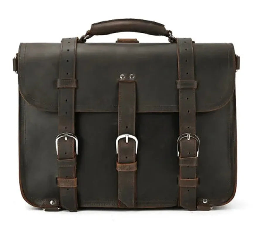 HKM-282771 Vintage Genuine Leather Laptop Bag for Men - Stylish Business Briefcase