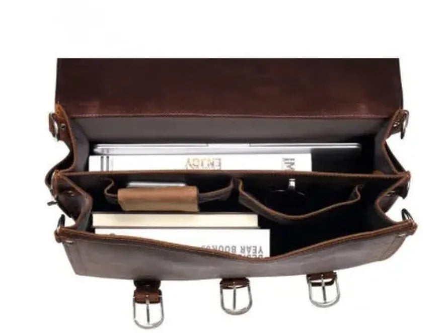 KTX-532051 Vintage Genuine Leather Laptop Bag for Men - Stylish Business Briefcase
