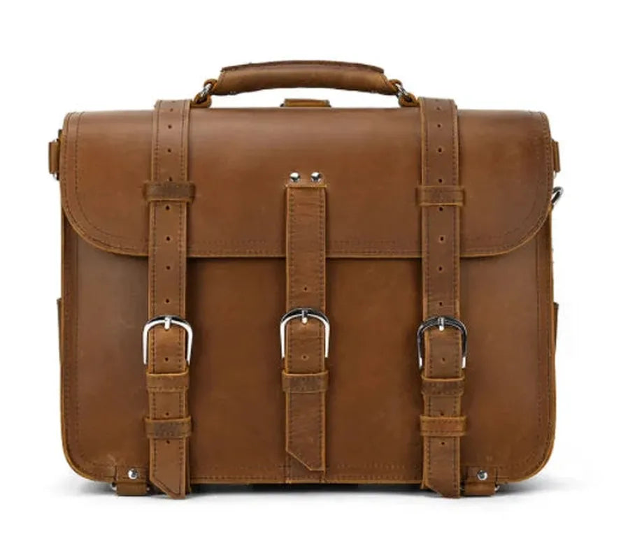 HKM-282771 Vintage Genuine Leather Laptop Bag for Men - Stylish Business Briefcase